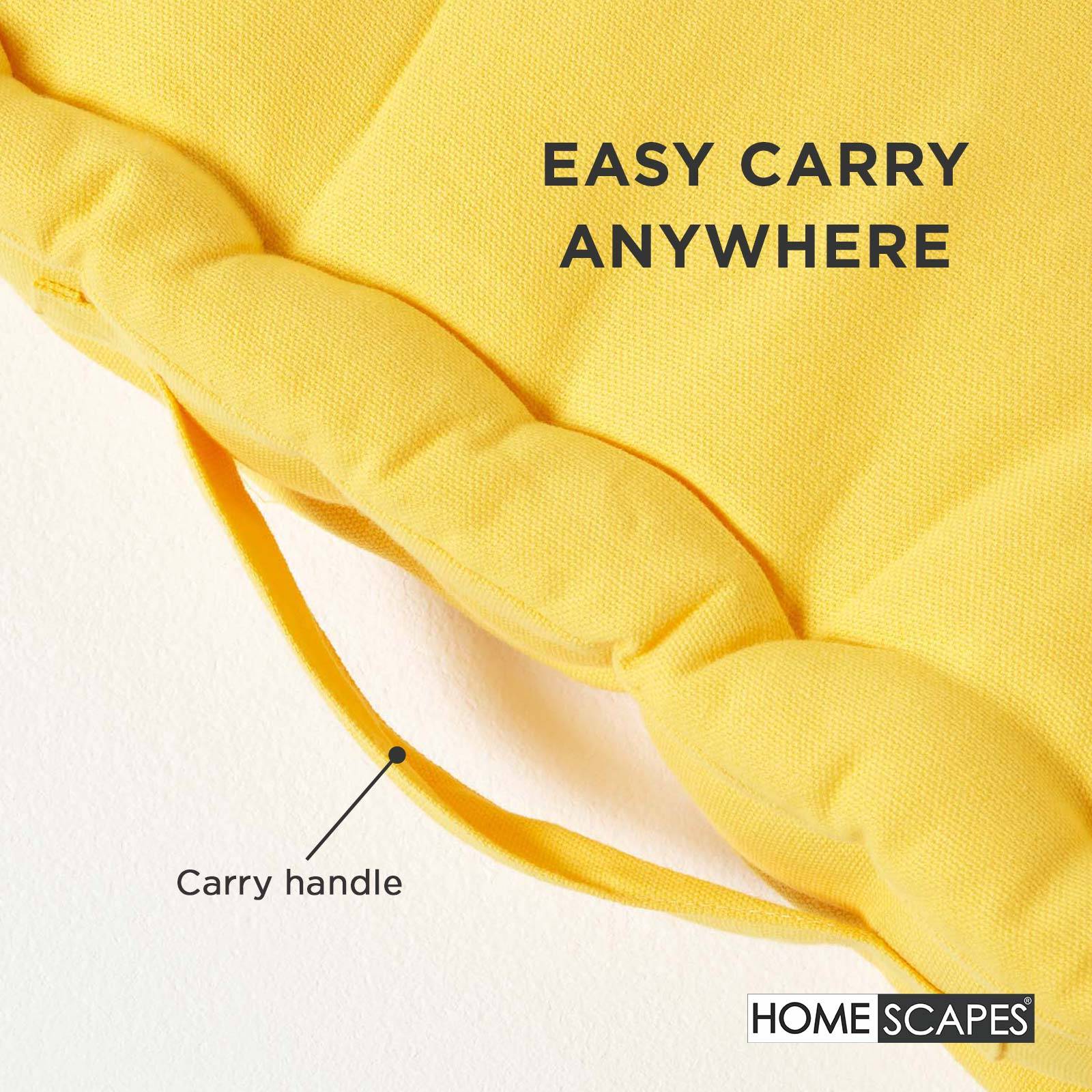 Homescapes Cotton Floor Cushion - 40 x 40 cm - Yellow - Image 5