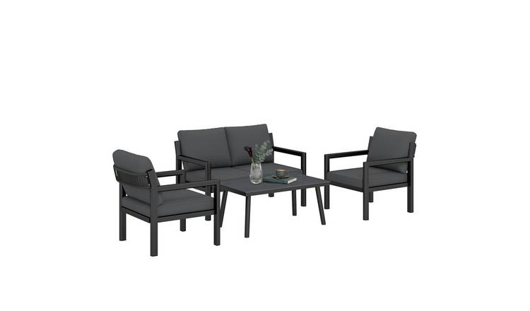 Outsunny 4 Seater Rattan Furniture Set - Dark Grey