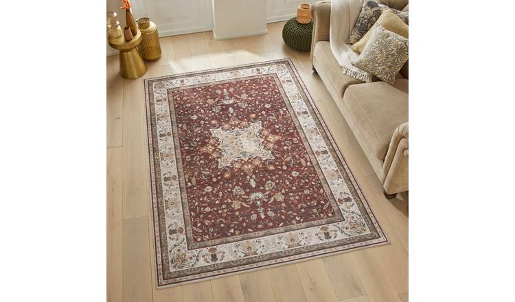 Mega Flooring Red Traditional Bordered Rug - 120 x 180cm