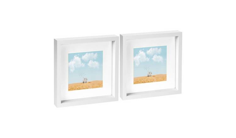 Nicola Spring 3D Box Photo Frames - 10" x 10" with Mount - Set of 2 - White