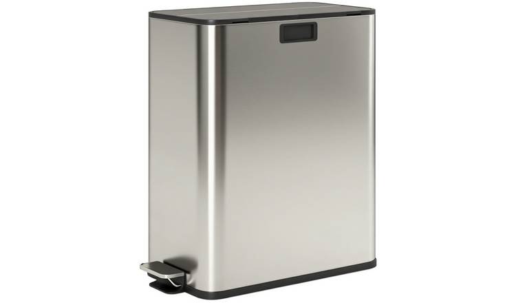 HOMCOM 56L Stainless Steel Dual Kitchen Bin with Pedal - Silver