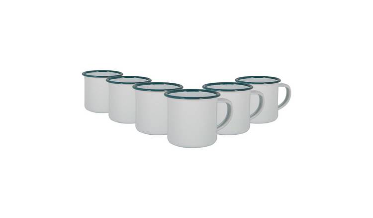 Argon Tableware White Enamel Espresso Cups - 130ml - Green - Pack of 6