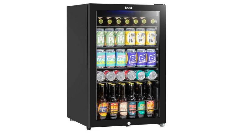 Baridi 115L Undercounter Drinks Beer & Wine Fridge with LED Light - Black