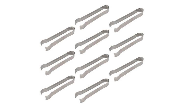 Rink Drink Stainless Steel Ice Tongs - Pack of 10