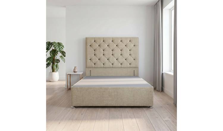 Somnior Diamante Linen 3FT Single Divan Bed Base - Beige