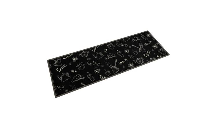 Walplus Morning Black Kitchen Rug - Black - 180 x 60 cm