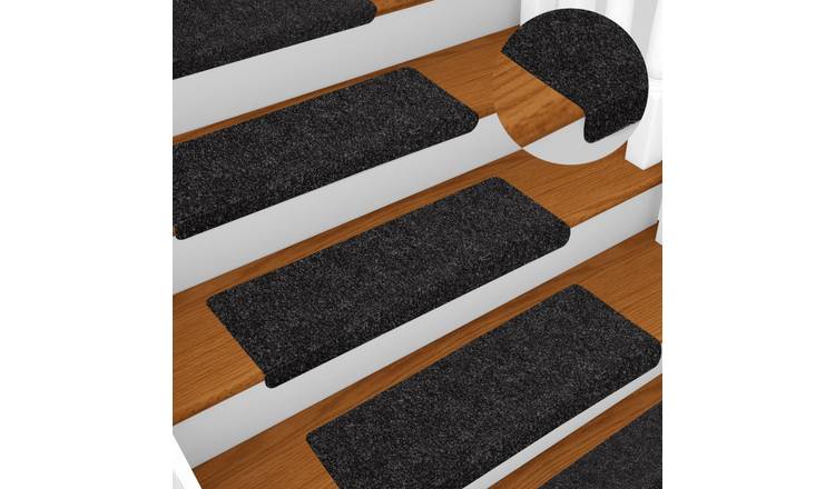 Walplus Pack of 10 Self-Adhesive Rectangular Stair Mats - Black - 65 x 21 cm