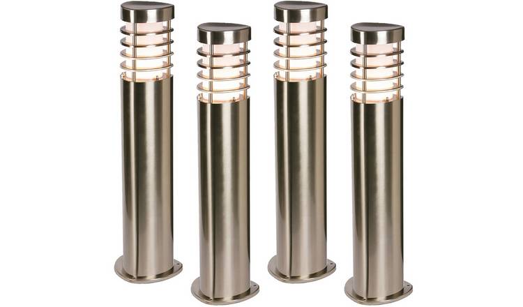 Loops Direct Pack of 4 14cm LED Stainless Steel Post Light E27 - Brushed Steel