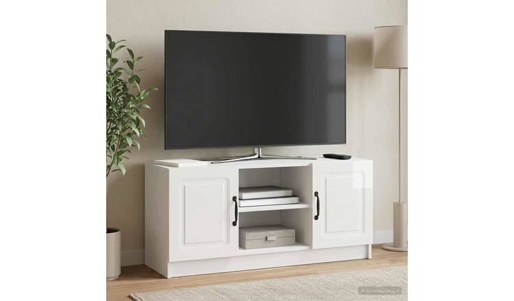 Walplus TV Cabinet Engineered Wood - High Gloss White - 102 x 34.5 x 47 cm