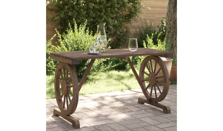 Walplus Solid Fir Wood Garden Table - Brown - 115 x 55 x 65 cm