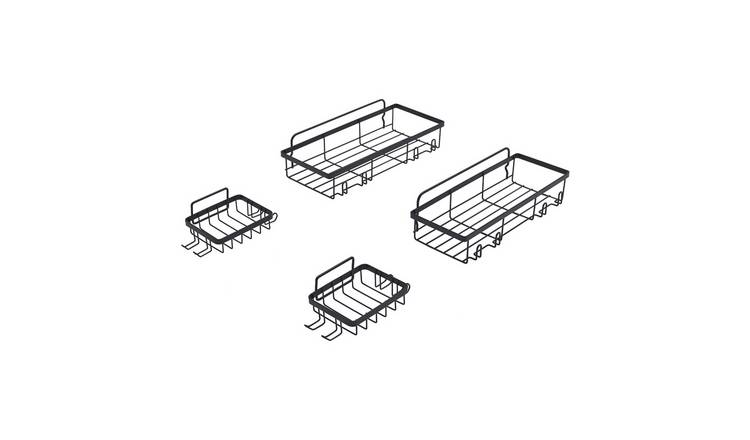 Living and Home 4-Piece Shower Caddy Set - Black