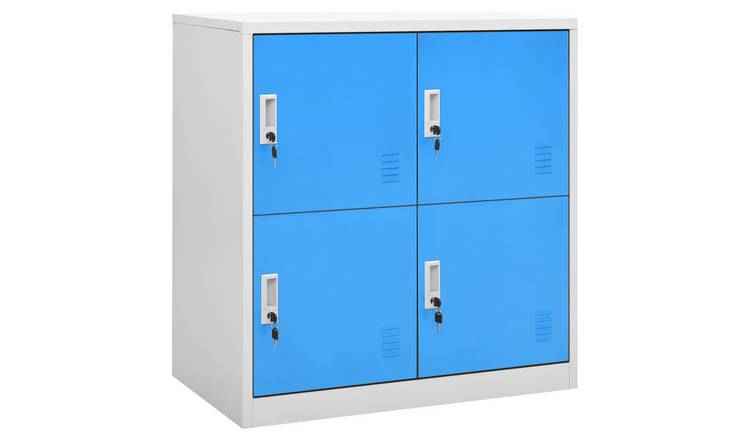 Walplus Steel 4 Lockers Locker Cabinet - Grey and Blue - 90 x 45 x 92.5 cm