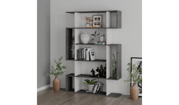 Decortie Mito Particleboard Bookcase - Retro Grey and Ancient White