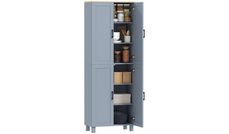 HOMCOM 4 Door Modern Kitchen Cupboard with Adjustable Shelves - Grey