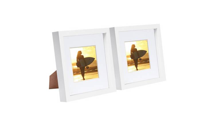 Nicola Spring 3D Box Photo Frames - 8" x 8" with Mount - Set of 2 - White