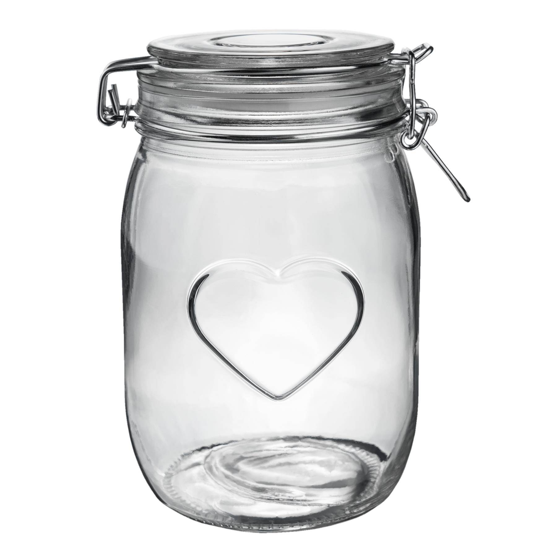 Nicola Spring Heart Glass Storage Jars with Labels - Set of 6 - 1000ml - Image 2