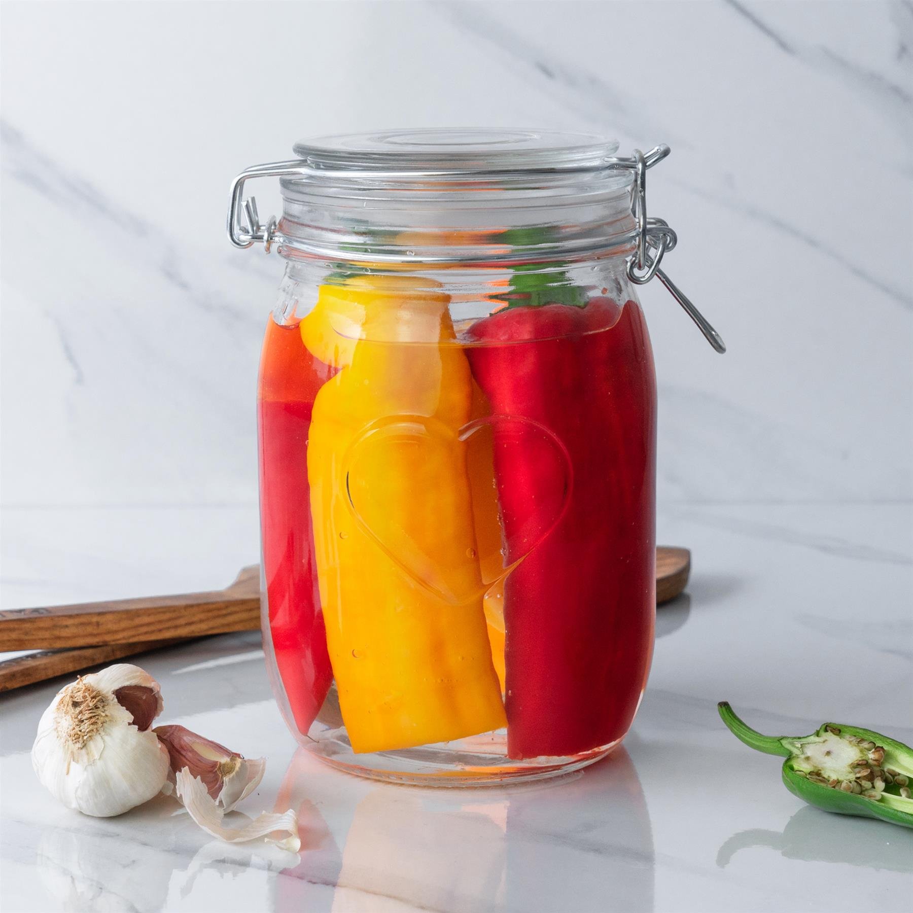 Nicola Spring Heart Glass Storage Jars with Labels - Set of 6 - 1000ml - Image 5
