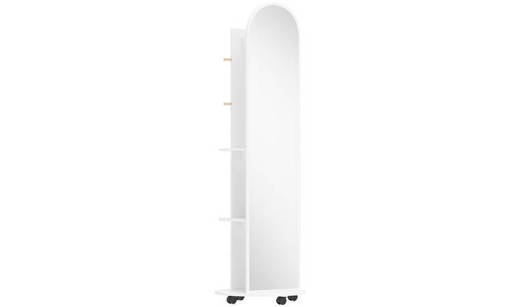 HOMCOM Mobile Wooden Full Length Mirror - White