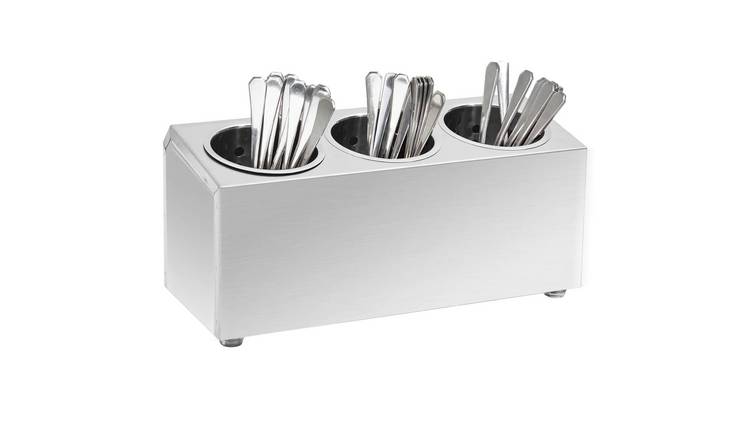 Walplus 3 Compartment Stainless Steel Cutlery Holder - Rectangular