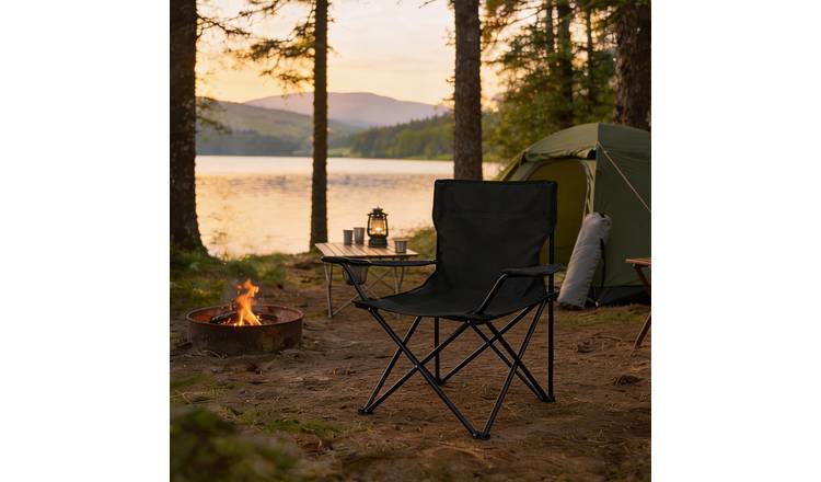 OHS Folding Outdoor Camping Chair Portable Picnic Seat - Black