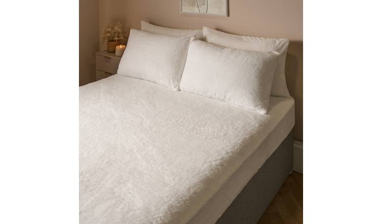 OHS Teddy Fleece Thermal Fitted Bed Sheet White - Single