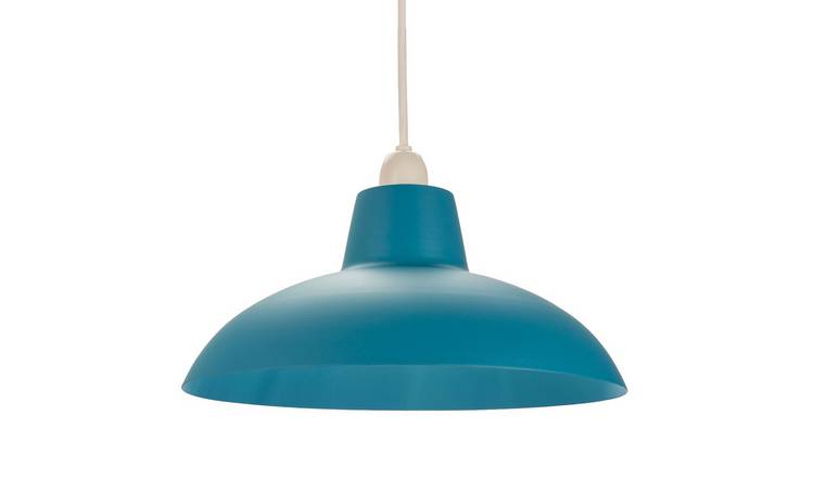 Happy Homewares Teal Industrial Retro Matt Curved Metal Pendant Shade - 29cm