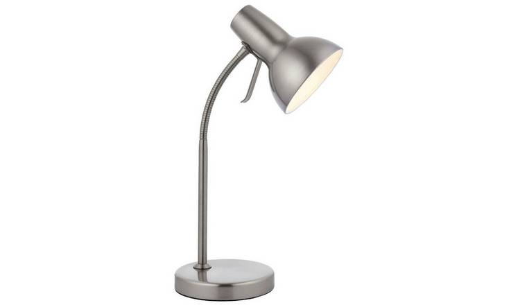 Loops Direct LED Steel Desk Lamp - Satin Nickel and Gloss White