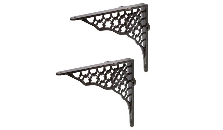 Hammer & Tongs Honeycomb Iron Shelf Bracket - Black - Set of 2