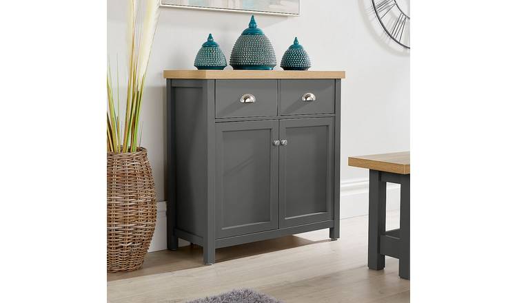 Home Source Avon 2 Drawer 2 Door Storage Cupboard - Graphite