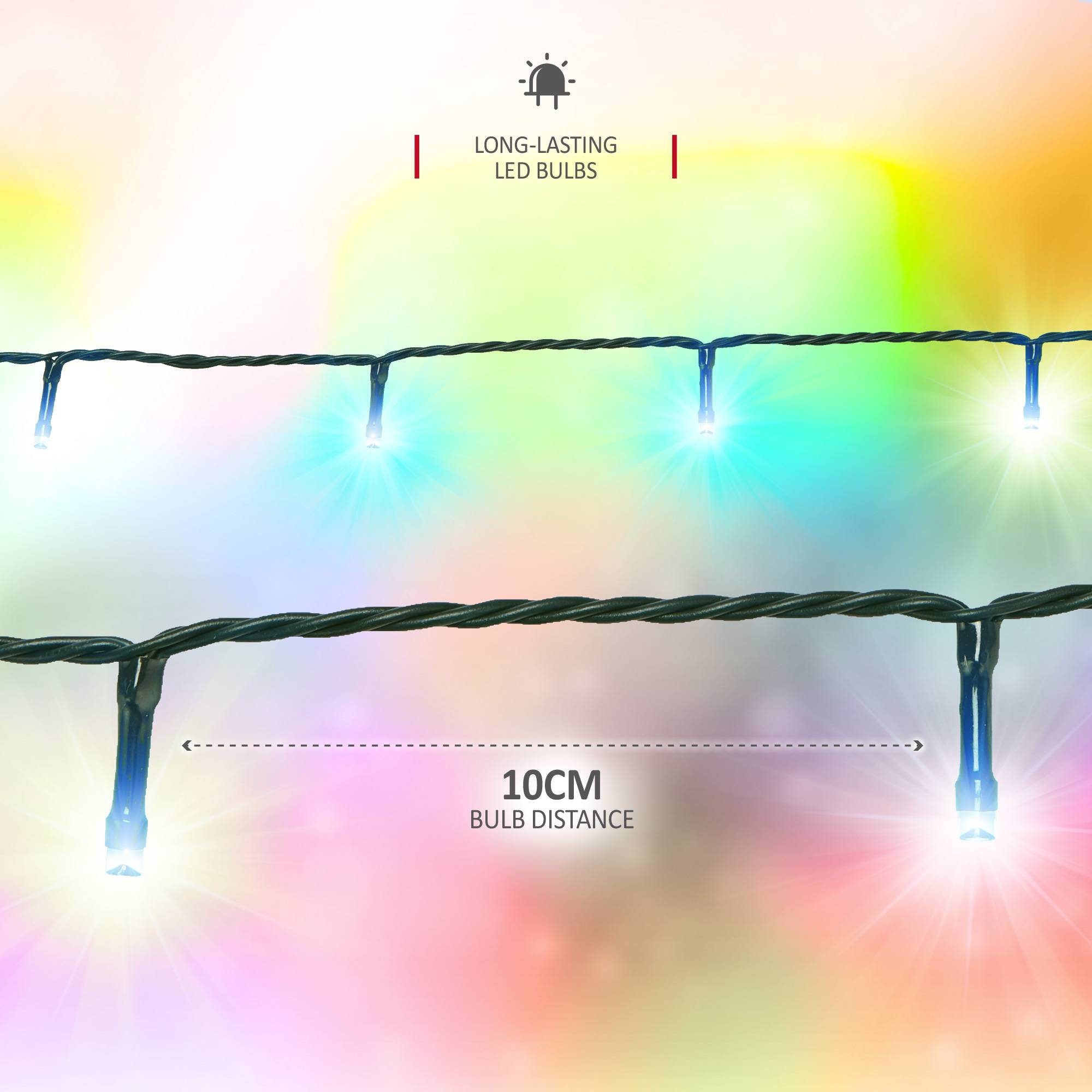 NETTA 100 LED 10m Christmas Fairy String Lights - Multicolour - Image 3