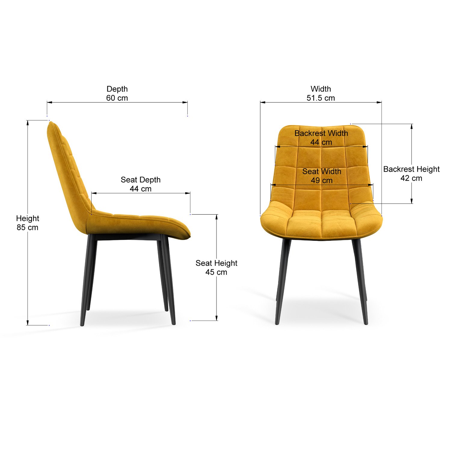 Furniture Online Nova Set Of 8 Velvet Dining Chair – Mustard - Image 8