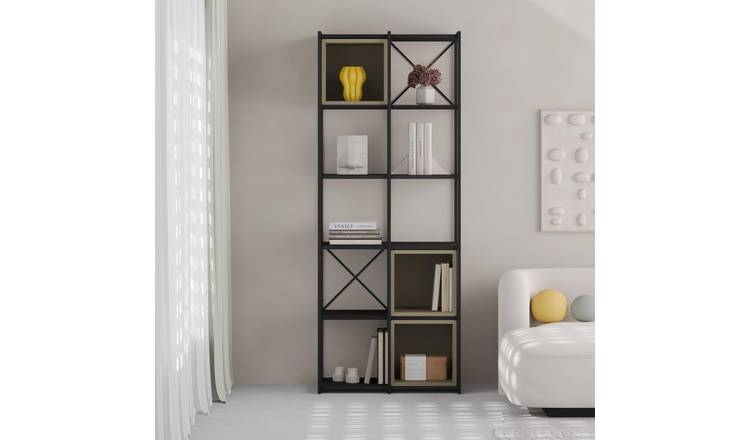 Decortie Vale Midi Particleboard Wood Effect Shelving Unit - Black Ash