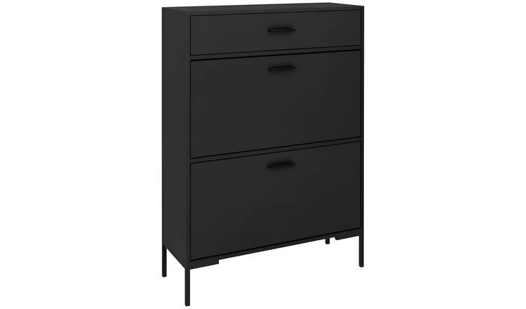 HOMCOM Narrow Shoe Storage Cabinet with Metal Leg - Black