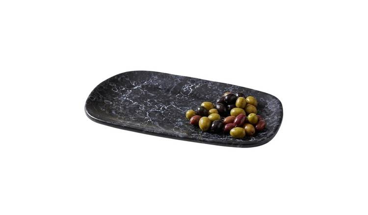Orsina Hygge Small Marble Effect Serving Platter - Black