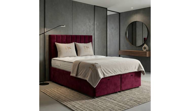 DS Living Aether King Size Velvet Divan Bed Frame - Burgundy