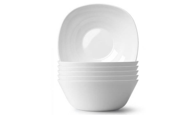 Argon Tableware Square Opalware Pasta Bowls - Pack of 6