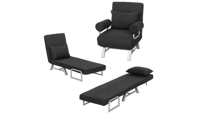 HOMCOM 3 in 1 Convertible Single Folding Sofa Bed - Black
