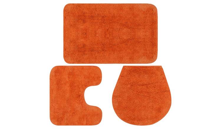 Walplus Pack of 3 Cotton Bathroom Mat Set - Orange