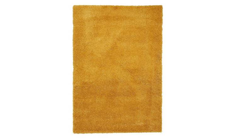 Mega Flooring Yellow Shaggy Plain Rug - 70 x 140cm