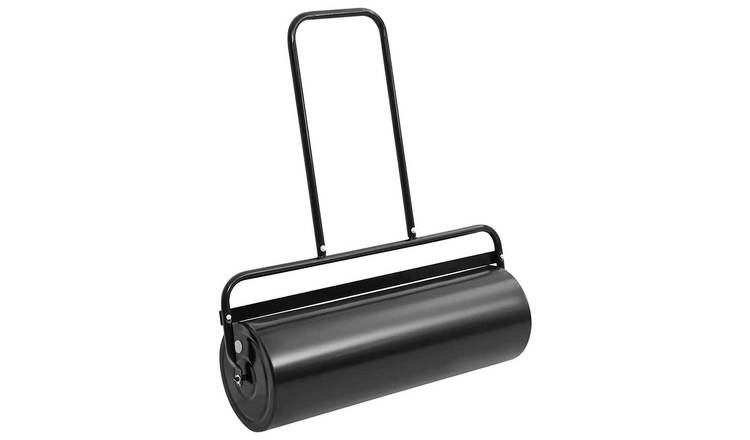 Walplus 63L Garden Lawn Roller Push with Handle - Black - 30 x 90 cm