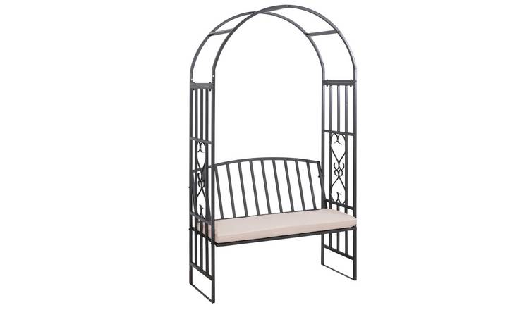 Outsunny Garden Metal Arch Bench - Black