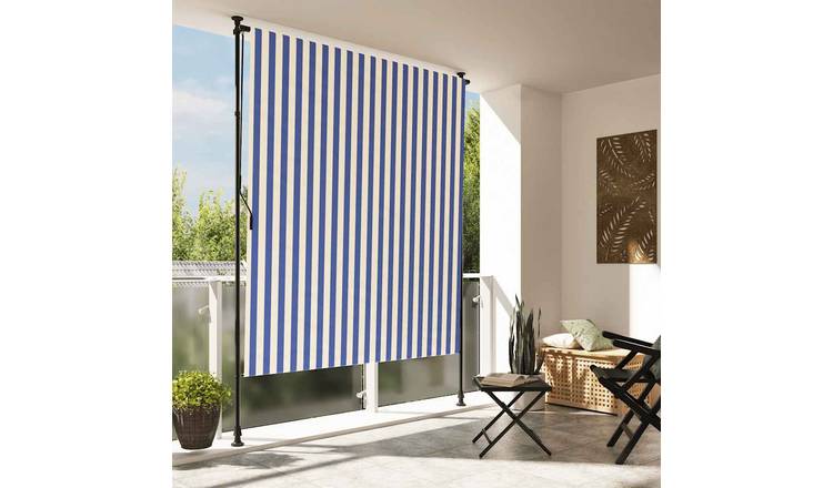 Walplus Polyester Outdoor Roller Blind - Orange and White - 150 x 270 cm