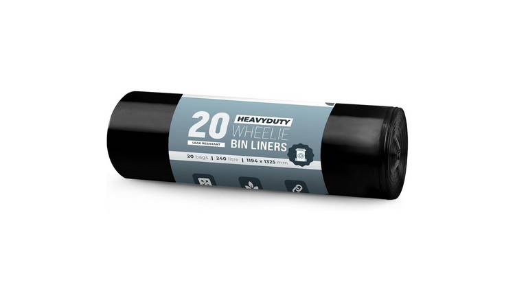 EcoBag Black 240L 27 Micron Extra Strong Wheelie Bin Liners - Pack of 20