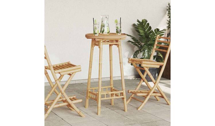 Walplus Outdoor Bar Table Round Bamboo - Brown - 55 x 100 cm