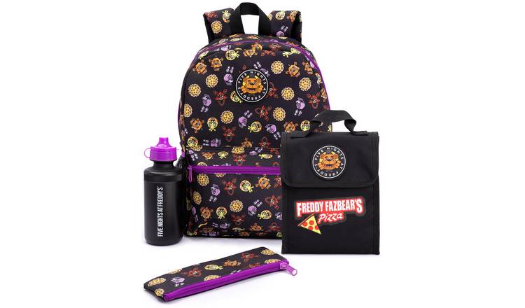 Five Nights At Freddy's Printed Kids Boys 4 Piece Backpack Set - Black