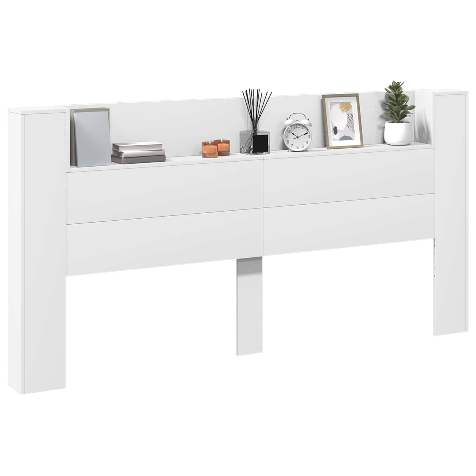 Walplus Engineered Wood LED Storage Headboard - White - 200 x 16.5 x 103.5 cm - Image 3