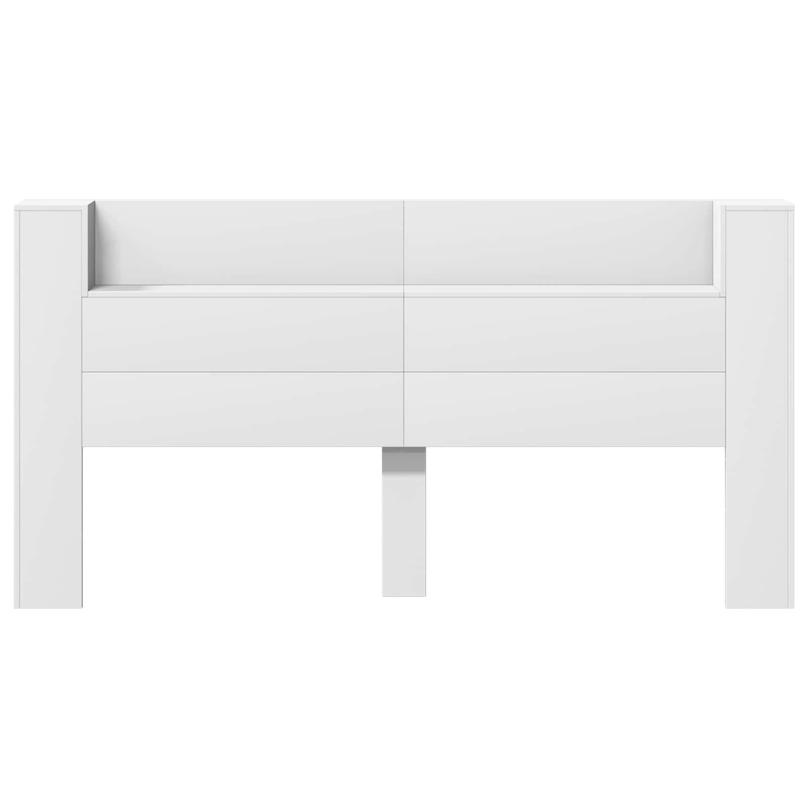 Walplus Engineered Wood LED Storage Headboard - White - 200 x 16.5 x 103.5 cm - Image 5