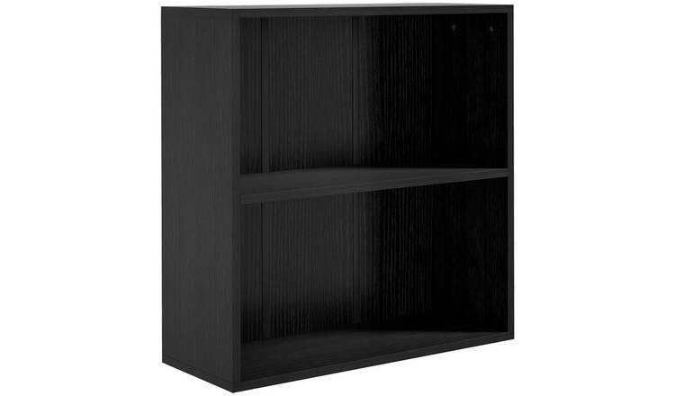 HOMCOM 2 Tier Storage Bookcase with Adjustable Shelf - Black