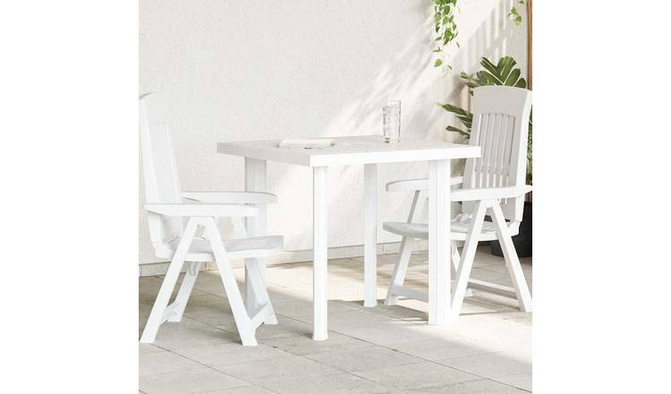 Walplus Plastic Garden Table - White - 80 x 75 x 72 cm