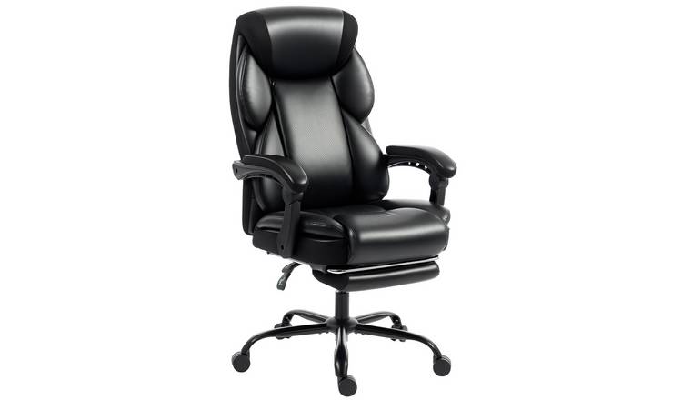 HOMCOM Faux Leather Adjustable Swivel Reclining Office Chair - Black